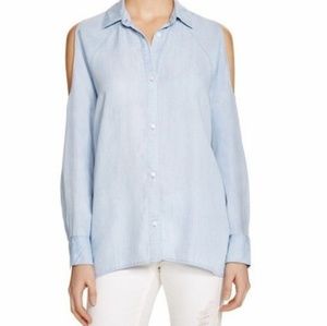 RAILS Lana Cold Shoulder Chambray Blouse,XS